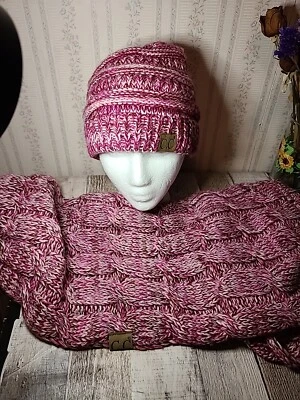 C.C Gorro Tejido Adultos Y C.C Infinity Bufanda Tejida Multicolor Rosa Foto 1 de 4