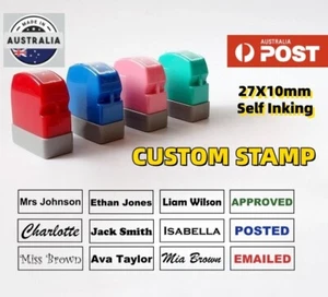 Custom Name Self Inking Stamp Personalised Children Stamps Teacher Nurse tags - Bild 1 von 8