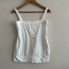 River Island Size 12 White Sleeveless Button Accent Summer Top