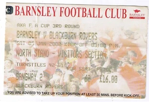 Ticket - Barnsley v Blackburn Rovers 05.01.02 FA Cup - Picture 1 of 1