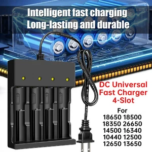 D/C Universal Fast Smart Charger 4 Slot for 3.7V Lithium Rechargeable Battery - Picture 1 of 14