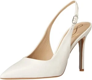 Sam Edelman Hazel Sling Bright White Pointed Toe Stiletto Heel Fashion Pumps - Picture 1 of 6