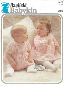 Knitting pattern baby/reborn long or short sleeved lacy dress in 3 ply - Picture 1 of 1