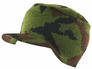 Militär Flat Top Schirmmütze Strick Beanie Totenkopf Mützen Woodland Camo - Bild 1 von 1