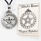 Witches Runes Rune Pendant Necklace Pentagram Witch's Alphabet Pentacle Jewelry