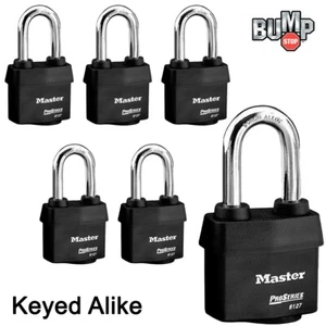 Master Lock Pro Series - (6) High Security Padlocks Keyed Alike 6127NKALH-6 - Picture 1 of 4