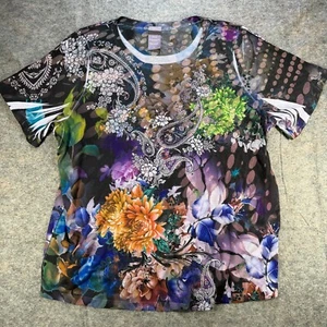 Blusa para mujer Laura Scott 3X Top manga corta floral hadas pedrería caprichosa - Imagen 1 de 8