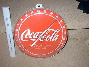 Vintage Coca Cola Coke Round Wall Tin Thermometer 100th Anniversary 1886-1996 - Picture 1 of 4