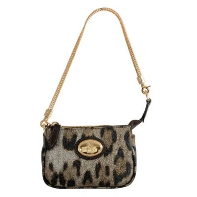NWT ROBERTO CAVALLI MULTI LEOPARD PRINT LOGO CLUTCH CHAIN MINI SHOULDER BAG  - Image 1 of 4