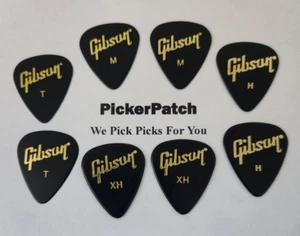 GIBSON EX-HEAVY HEAVY MEDIUM THIN BLACK 351 SHAPE Guitar Picks 8 Picks  #31 - Picture 1 of 1