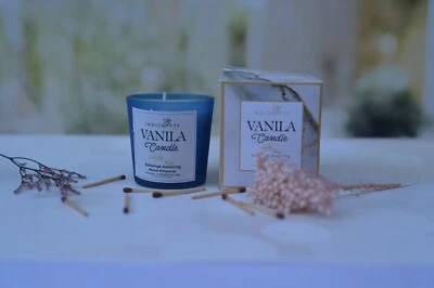 Blue Glass Jar Soy Wax Scented Votive Candle Relaxing Aromatherapy Home Decor - Image 1 of 4