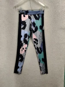 Adidas Girls Leggings Large Gray Abstract Poly Blend Compression Activewear 14Y - Picture 1 of 19