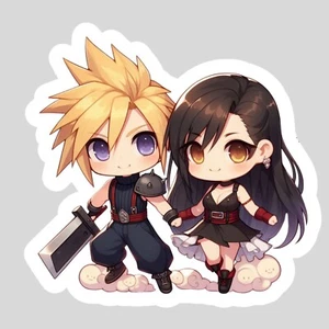 Cloud Strife, Tifa Lockhart, Final Fantasy VII, FF7 Cute, Kawaii Vinyl sticker - Picture 1 of 1
