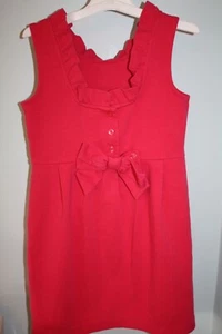 Janie and Jack Size 6 CARIBBEAN ROSE Pink Ruffle Ponte Bow Sleeveless Dress EUC - Picture 1 of 4