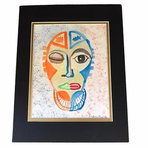 Watercolor Paint Abstract Contemporary Art Woman Portrait Signed Barbara  Kuntz - Picture 1 of 10