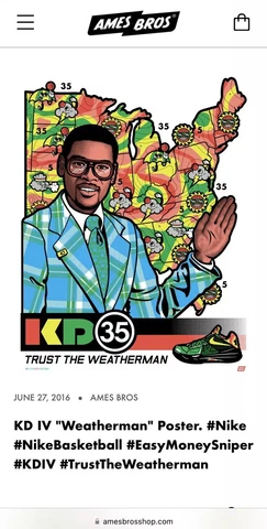 Rare Nike X Ames Bros X Kevin Durant KD IV 35 Promo Poster Trust The Weatherman Cover
