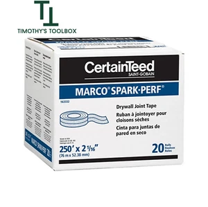 CertainTeed 2 1/16" x 250' Marco Spark-Perf Drywall Paper Tape, Box of 20 Rolls - Picture 1 of 3