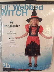 NWT sz 6, 8, 10 incharacter Halloween Costume Lil' Webbed Witch Red Black outfit - Picture 1 of 4