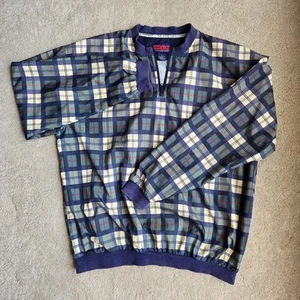 Vintage Pivot Rules karierte Golfjacke Windbreaker XL kariert 1/4-Reißverschluss 52" Brustumfang - Bild 1 von 11