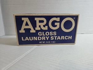 Vintage ARGO Gloss Laundry Starch 16oz 1 lb. Blue Box NEW Unopened - Picture 1 of 17