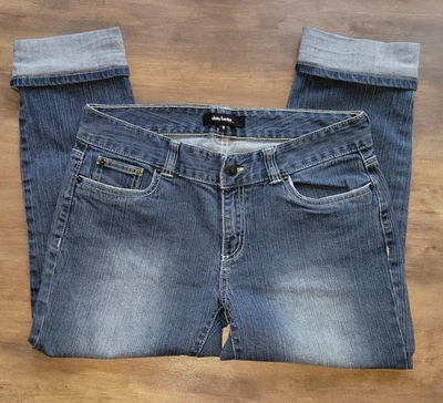 Pantalones de mezclilla cortos DAISY FUENTES City Wash Snap Roll puño talla 8 bolsillos para mujer 21" entrepierna Foto 1 de 4