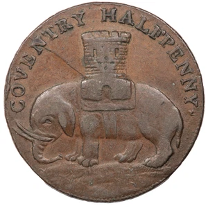 1792 COVENTRY ELEPHANT & CASTLE PRO BONO PUBLICO HALFPENNY CONDER TOKEN (#9355) - Picture 1 of 2