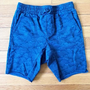 Tea Collection Blue Wave Pattern Cotton Knit Elastic Waist Pull On Shorts 6 - Picture 1 of 4