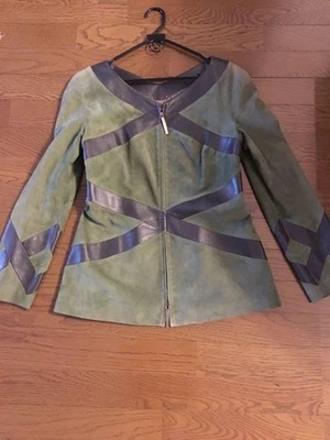 Abrigo Salvatore Ferragamo Mujer Gamuza Cuero Negro Doble Cremallera L Auténtico De J Foto 1 de 4