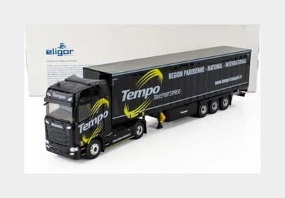 ELIGOR 118374 SCANIA - S500 TRUCK TELONATO TEMPO TRANSPORTS 2018 - BLACK - 1/43 - Immagine 1 di 2