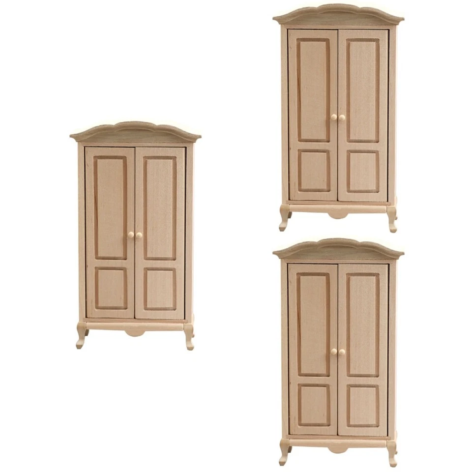 3pcs Miniaturgarderobe Mini House Closet Holzgarderobe Mini House Schmuck - Bild 1 von 4