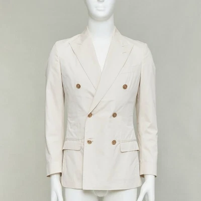 DOLCE GABBANA Taormina beige cotton silk buttons double breasted blazer IT44 XS - Image 1 of 4
