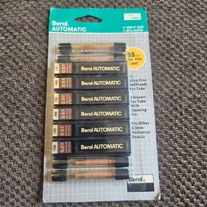 BEROL Automatic 5M-HB 0.5mm 12 Tubes-144 Leads & 12 Refill Erasers Made in Japan - Picture 1 of 11