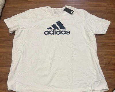 ADIDAS Shirt 4XL NEW w/tags White Blue XXXXL Tee BADGE OF SPORT - Image 1 of 2