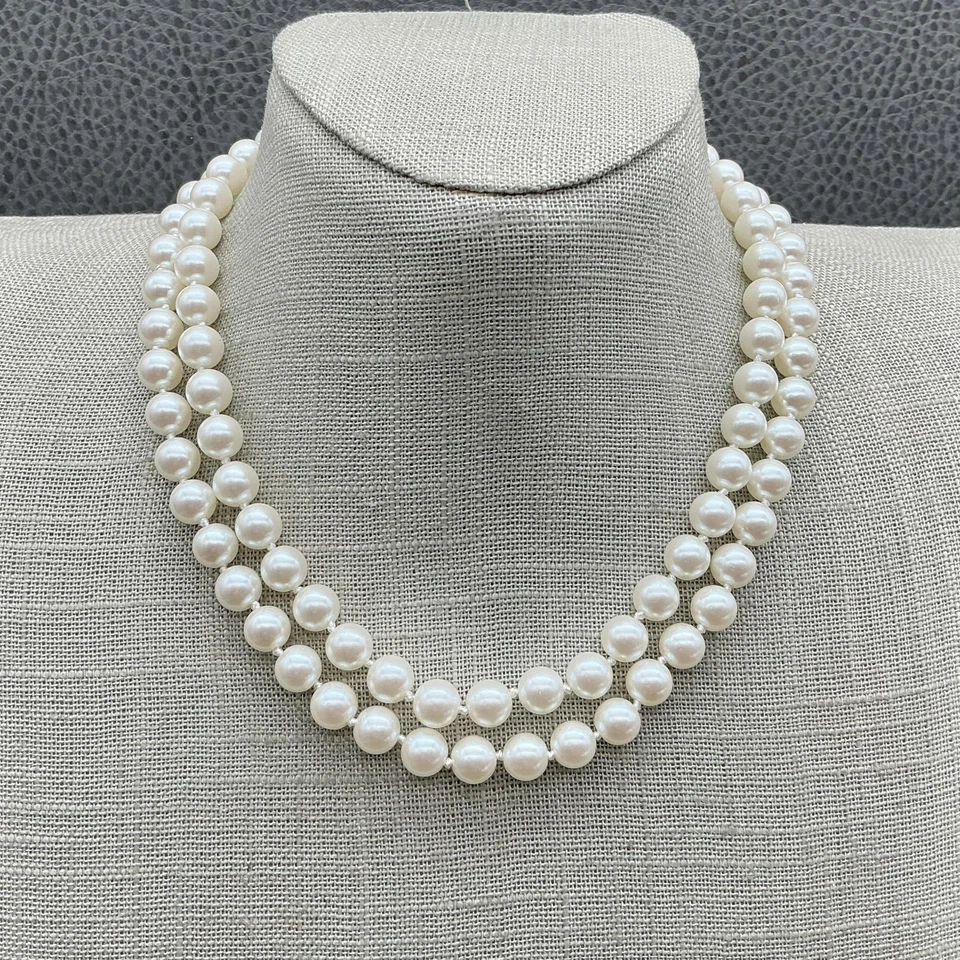 Collar Carolee Doble Hilo Imitación Perla Tono Dorado Cierre Mabe Elegante Crema Foto 1 de 4