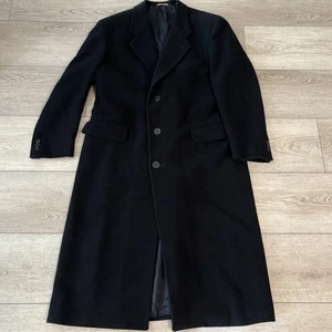 Mani By Armani Men's Wool/Cashmere Trench Coat Size 40 R Made In Italy Black - Picture 1 of 10
