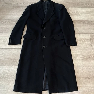 Mani By Armani Men's Wool/Cashmere Trench Coat Size 40 R Made In Italy Black - Image 1 of 4