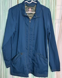Dickies Carolina Blue Scrub Jacket, Zip Closure, Pockets, CAR, Style DK302, L - Picture 1 of 7