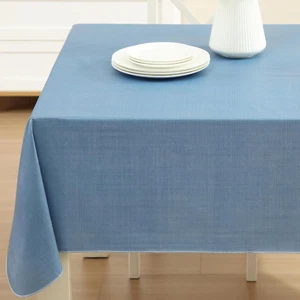 Cafe Hotel Linen Look Solid Color Heavy 4 Gauge Vinyl Flannel Backed Tablecloth, - Picture 1 of 9