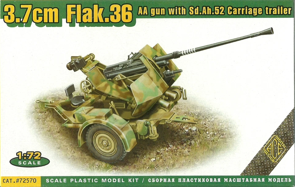 Ace 1/72 (20mm) 3.7cm Flak36 Aa Pistola Con SD Ah 52 Trasporto Rimorchio - Immagine 1 di 1