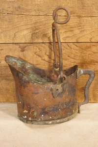 Antique 18th Centruy Wrought Iron Copper Open Fire Spouted Kettle Dovetail - Picture 1 of 23