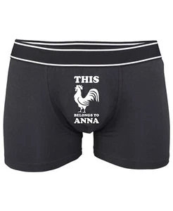 Personalised Valentine Day This Cock Belongs To Your Name Mens Boxer Underwear - Picture 1 of 2