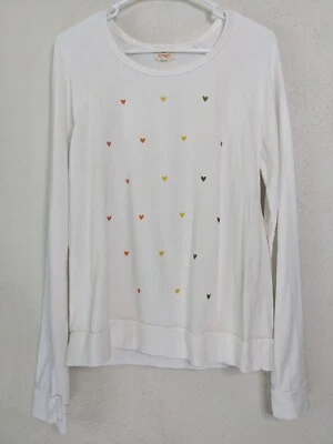 Sudadera Sundry Mujer Talla 2 Mediana Corazón Blanca Manga Larga Romántica Crew Foto 1 de 4
