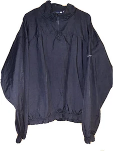 Vintage Reebok Logo Windbreaker PULLOVER 1/4 ZIP Large 90s Black Uni Euc Mesh - Bild 1 von 7