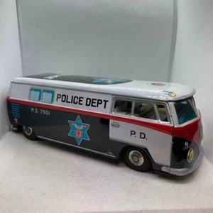 Volkswagen Bus Police Tin Car Retro VW POLICE showa retro Made in Japan Used - Picture 1 of 13