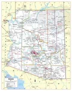 Arizona State Wall Map Large Print Poster - Paper 24"x30" - Picture 1 of 1