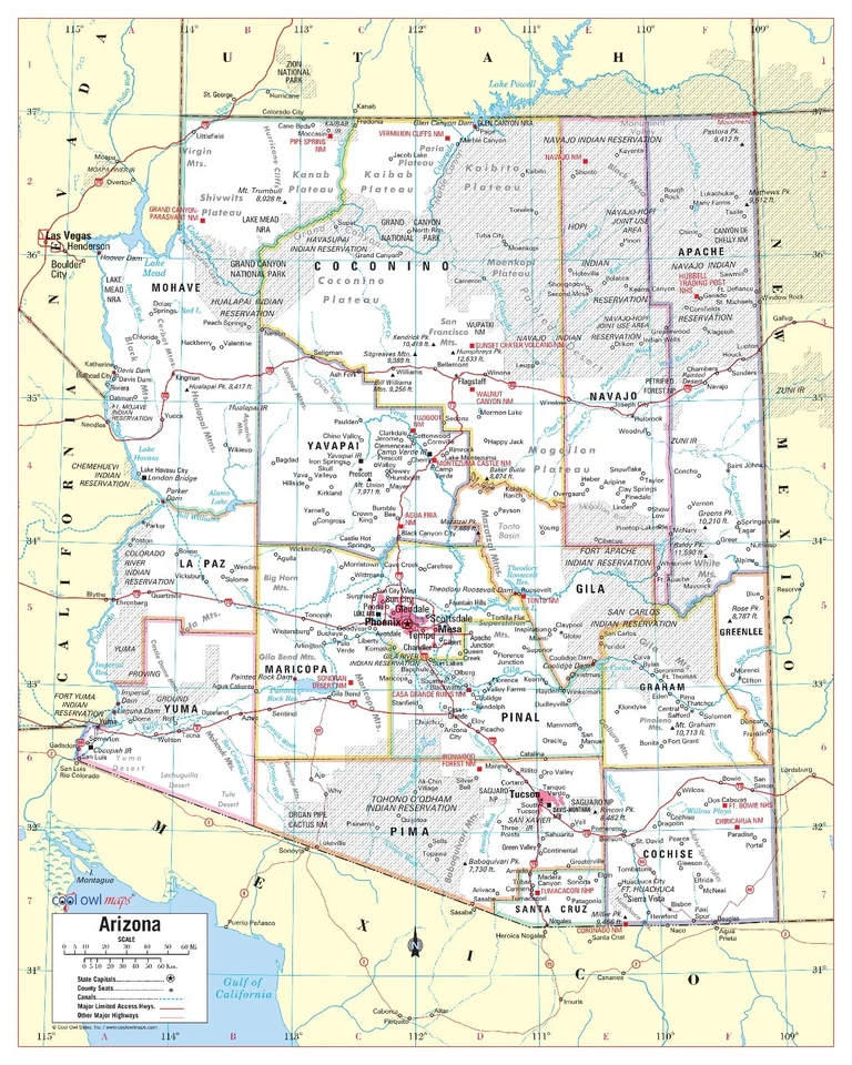 Arizona State Wall Map Large Print Poster - Paper 24"x30" - Image 1 of 1