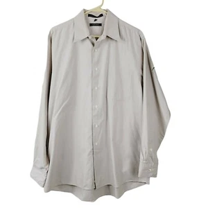 DKNY Mens Button Down Shirt Business Casual Tan 16 1/2 34/35 Woven Cotton XL - Picture 1 of 12