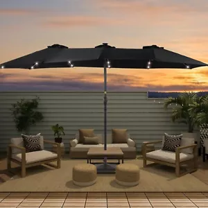 13ft Patio Umbrella with Solar Light Double Side Large Outdoor Market Umbrella - Picture 1 of 9