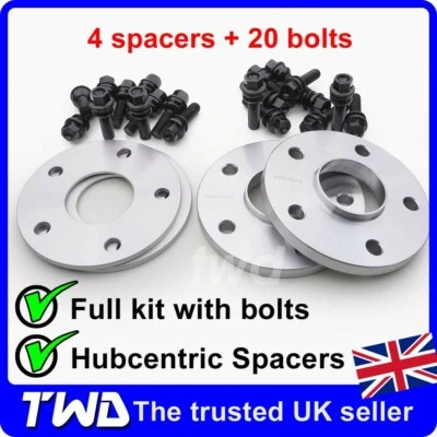 7mm 15mm ALLOY WHEEL SPACERS + BLACK BOLTS FOR PORSCHE BOXSTER CAYMAN NUT WIDE - Image 1 of 4