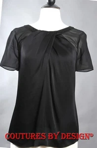 St John Knits Satin & Silk Illusion Tank,Top,Shell Caviar Sz 0 NWT MSRP $495 - Bild 1 von 2